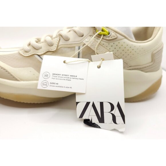 ZARA Beige White Translucent Mesh Trainer Sneakers w/ Memory Foam NWT US1 EU32 - Picture 10 of 12